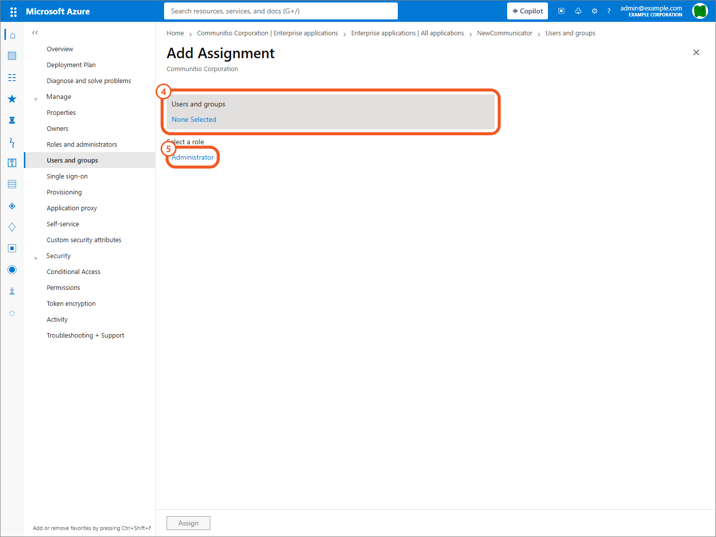 Add a user or group in Azure
