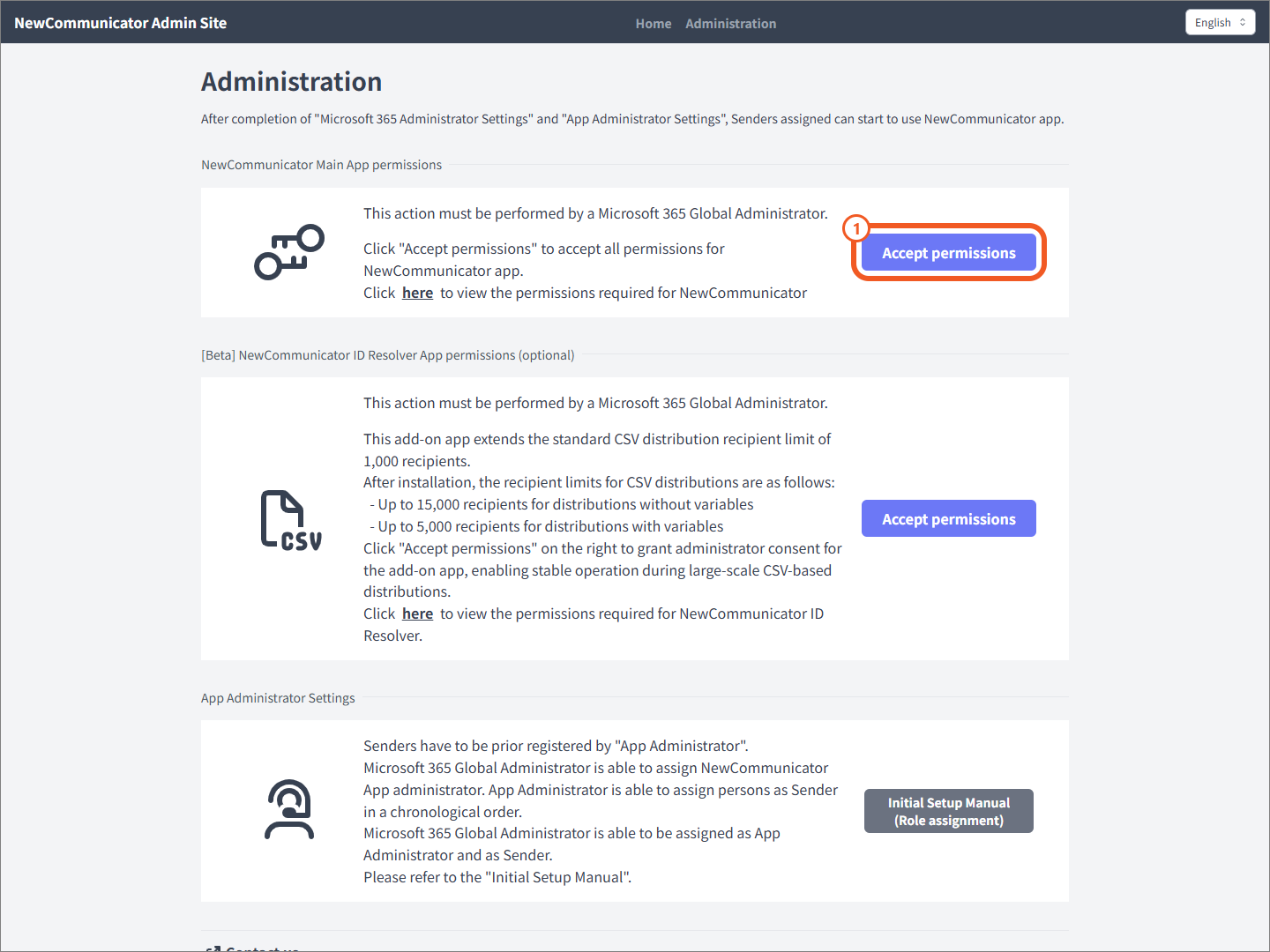 Main app grant consent button