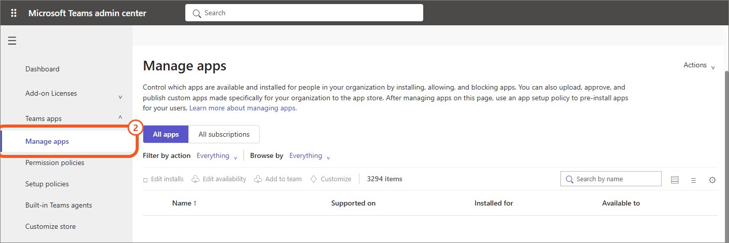 Manage apps in the Teams admin center