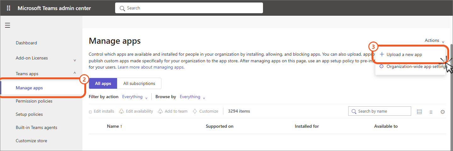 Manage apps in the Teams admin center