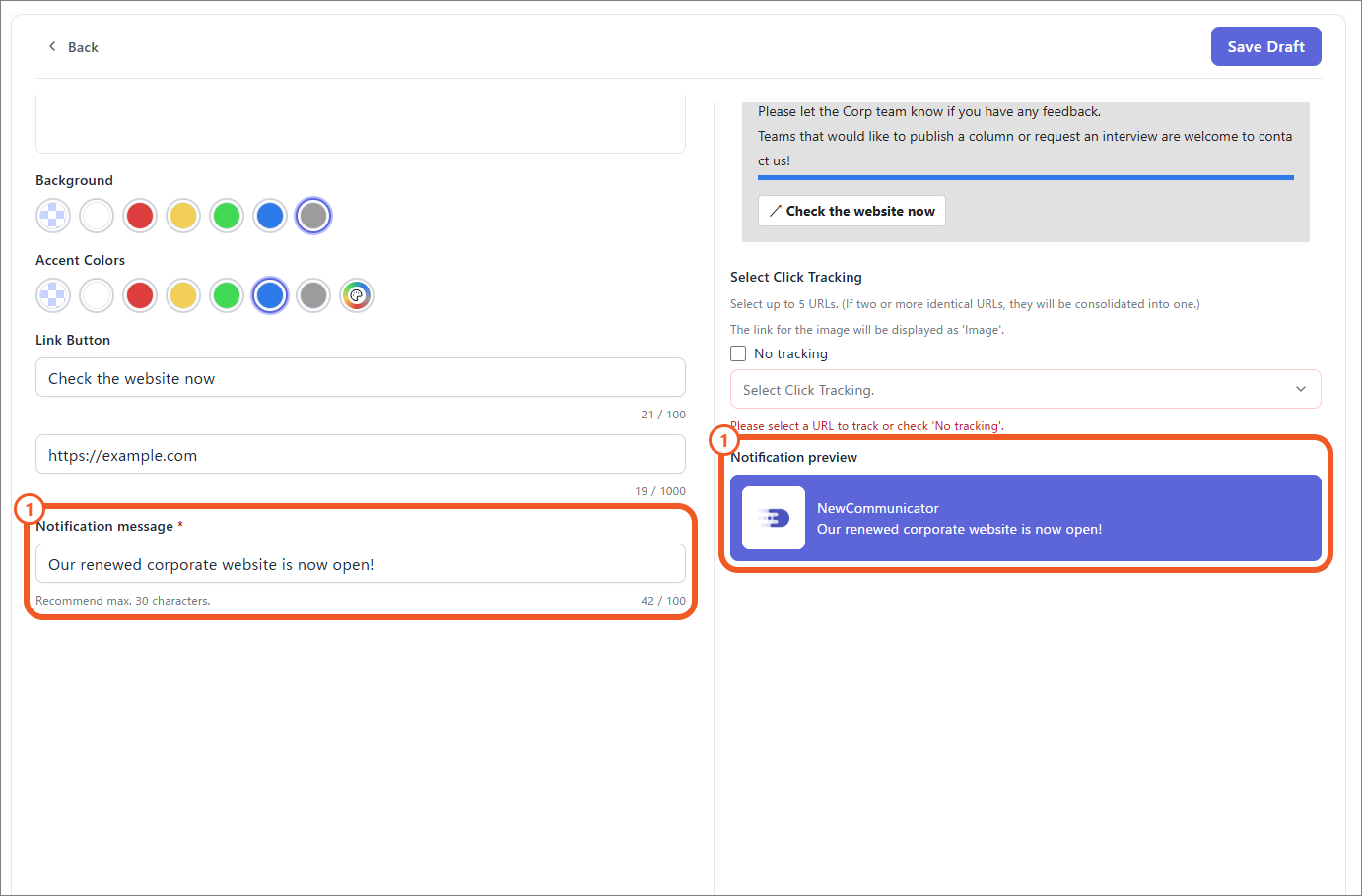 Notification content