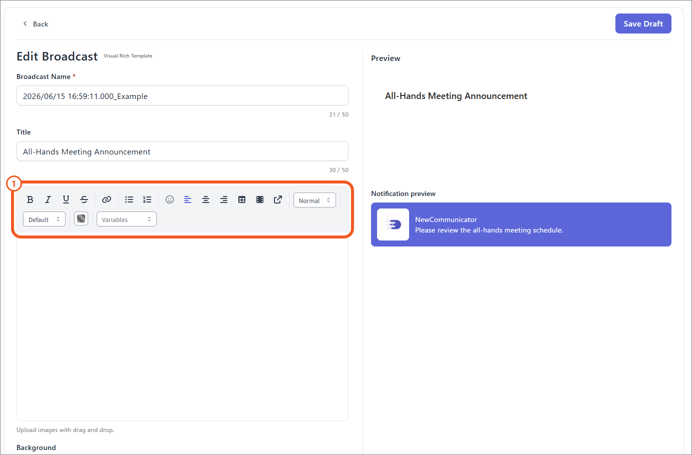 Visual template editor