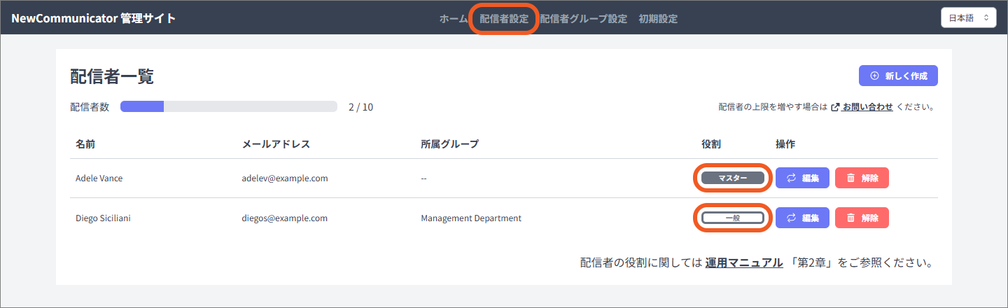 配信者一覧